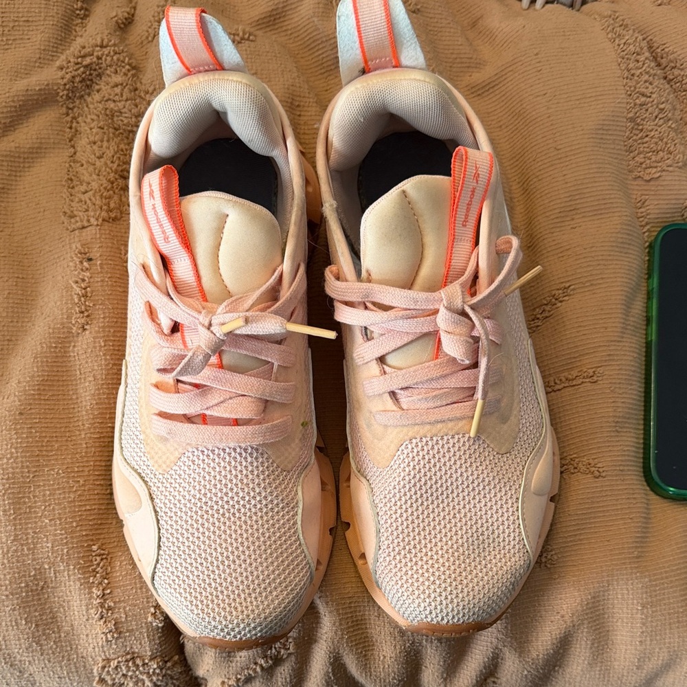 Reebok Pink and Cream Sneakers with ankle cushion